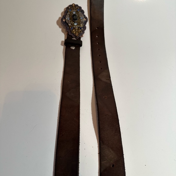 De Lis Couture Jewel Tooled Leather Belt Women’s Size 36 - Picture 5 of 7